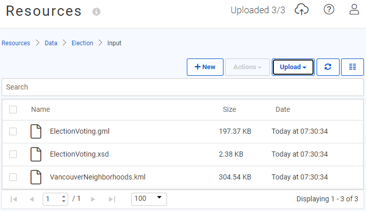 Uploaded source datasets